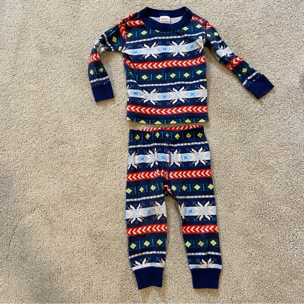 Hanna Andersson Navy Fair Isle pajamas set size 2T